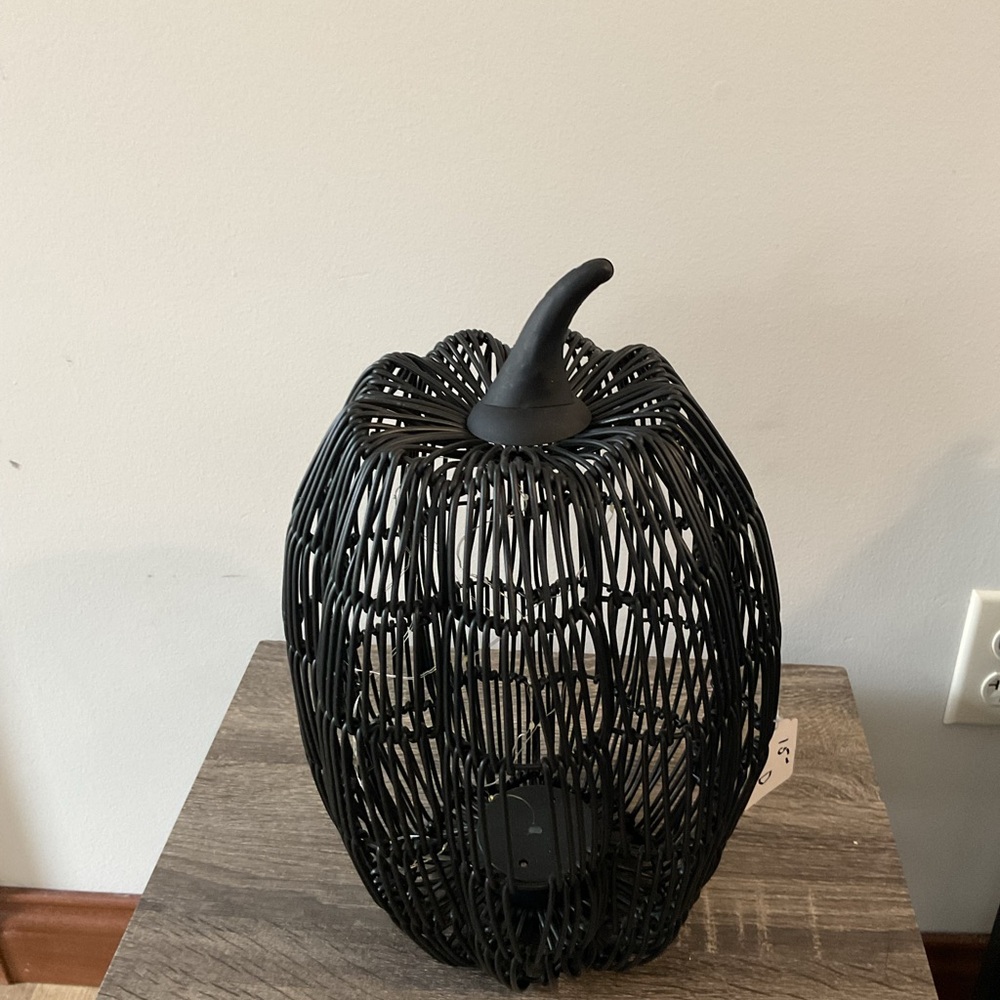 Black Wicker Pumpkin Lantern